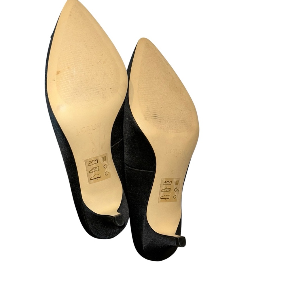 J. Crew Black Satin Embellished Women's fancy pumps Shoes 6 - Picture 3 of 8